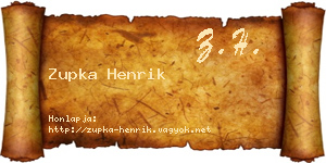 Zupka Henrik névjegykártya